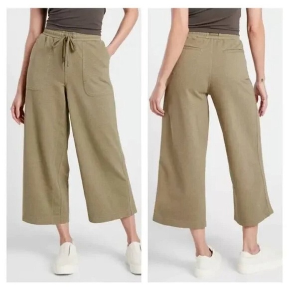 athleta farallon heathered wide leg crop GREEN SIZE 18 - Picture 1 of 13